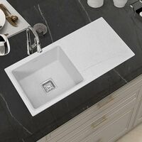 Plantex Quartz Single Bowl Kitchen Sink/Sink for Kitchen with Drain Board/Undermount/Top Mounted (Mosaic Grey-36X18 Inches)