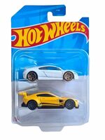 Hot Wheels 2 Cars Pack 17 Acura NSX and Aston Martin Vantage GTE Die-Cast Vehicle by Small CLAP for 3 Years & Above (WhiteYellow)