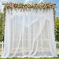 Party Propz White Backdrop for Decoration- 3 Pcs White Net Curtain for Decoration, Birthday Curtains for Decorations, Anniversary Decorations Items, Wedding, Engagement, Cabana Tent for Decor