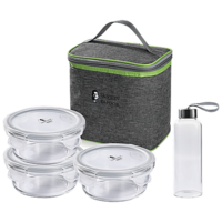 Sanjeev Kapoor Delta Round Lunch Boxes + Borosilicate Glass Bottle (location specific)