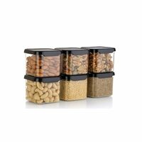 Airtight Kitchen Storage Containers Set of 6 | 500ml BPA-Free Plastic Food Storage Jars | Transparent & Unbreakable Pantry Organizer Box for Grains, Pulses, Spices, Snacks & Masala