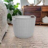 @Home By Nilkamal Polypropylene Round Laundry Basket | Storage Organizer For Dirty Clothes, Kitchen, Bathroom, Office | Set Includes 1 Laundry Basket | Grey - 32 Liter - 40 X 40 X 35.5 Cm