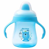 1ST STEP Matte Collection BPA Free Polypropylene Hard Spout Sipper with Twin Handles for Easy Grip - Blue