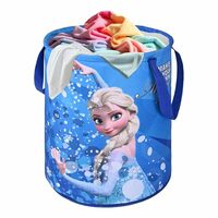 Kuber Industries 45L Foldable Dirty Clothes Laundry Basket With Handles For Washing - Baby Unwashed Dress Bin/Storage Box | Disney Frozen - Blue