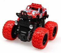 Mini Monster Truck Pull Back Cars Toys, 4 Wheel Drive Vehicles for Kids Plastic (Red, Pack of: 1)
