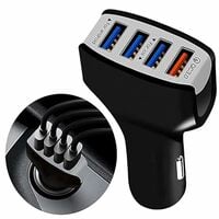Dyazo 4 Port 36w USB Fast Car Charger with Quick Charge 3.0 Compatible for iPhone | Samsung | Vivo | Oppo and All Other Phones and Tablets (Black)