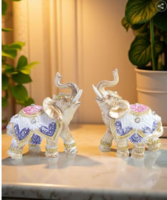 Hand-Painted Elephants Showpiece-Set of 2