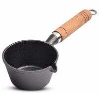 PANCA Cast Iron Non Stick Tadka Pan/Vaghar/Chounk/Baghar for Frying Dal/Spices, 100 Ml, Black