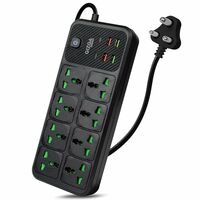 Gizga essentials Power Extension Board with 8 Universal Sockets, 4 USB & 2 Type C Port| Socket with 2M Cord, Surge Protector, Child Safety, Anti-Flaming Body, 10A Output, 250V Multi Plug Adapter