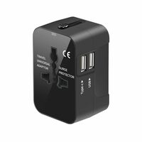 Humble Universal Travel Adapter with Dual USB Charging Ports, International All in One Worldwide Travel Adapter and Wall Charger with Dual USB 2.4A, Works in 150+ Countries, Travel Charger (Black)