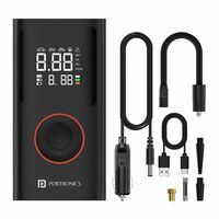 Portronics Vayu, 2-in-1 Tyre Inflator, Rechargeable & Corded Power, Preset Inflation Modes, Digital Display, Flashlight Torch with SOS, Auto Shut-Off, Multi-Purpose Use (Black)