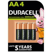Duracell Rechargeable AA 2500mAh batteries, 4 pcs Blister Pack