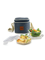 Cello Transparent Set Of 2 Glass Microwave Safe Lunch Box - Lunch Box 