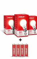 Eveready 10 W Basic Standard B22 LED Bulb (White, Pack of 3)+ 4AA batteries 
