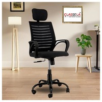Classela Boom Black Mesh Mid-Back Revolving Office Chair with Head-Rest, Height Adjustment and Tilt Mechanism | Work From Home Chair | DIY rs 2,999