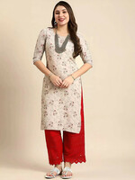 Anouk Rustic Ethnic Motifs Printed Round Neck Women Straight Kurta