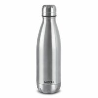 Milton Duo DLX 1000 Thermosteel Water Bottle 1 LTR, 24 Hr Hot and Cold I Leak Proof Lid, ISI Certified I Vacuum Insulated I for Office, Gym, School I Silver