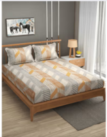 Furnofy Cotton Double Flat Bedsheet with 2 Pillow Covers (140GSM, Geometric, Multicolor)