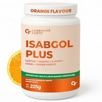 Carbamide Forte Isabgol Powder | Psyllium Husk Powder With Haritaki, Ajwain & Fennel | Fiber supplement for Constipation Relief & Digestion | Orange Flavour | 225g Isabgol Powders