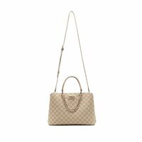 U.S. Polo Assn. Zoe Beige Satchel Handbag |Monogram Print for Women| Stylish Handbag for Women |Office Bag and Everyday Use