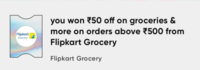 CRED - Flipkart grocery Rs. 50 off on Rs. 500 coupon available (user specific)