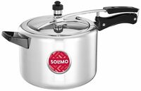 Amazon Brand - Solimo - Sleek Induction Bottom Aluminium Pressure Cooker - 5 Liter (Inner Lid), Silver 