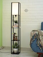 Crosscut Furniture Tower Floor Lamp with Shelf (Cotton White, led)