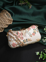 Anouk White Embroidered Box Clutch