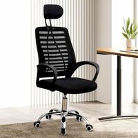 Casa Copenhagen,Mesh Office Desk Chair,Rocking Chairs Ergonomic Computer Chair Adjustable High with Headrest and Comfortable Armrest Swivel Chair - Jet Black & Black Handle