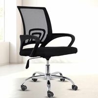 NORMAN JR, Ergonomic Desk Chair Mesh Computer Chair with Lumbar Support Armrest Executive Rolling Swivel Adjustable Mid Back Chair - Black Milange & Black Handle