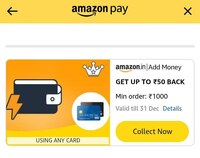 Amazon Add Money : Get Upto Rs. 50 Cashback, Min order: Rs. 1000 (Using Any Card)