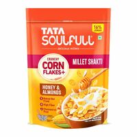 Tata Soulfull Corn Flakes, Honey & Almonds, Crunchy Corn & Millets, Baked Not Fried (450g) (Location Specific)