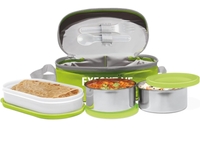 MILTON Executive Lunch Box, 2 Round Inner Steel Round Containers 280ml Each and 1 Microwave Safe Oval Plastic Container, 450ml with Insulated Bag, Office Tiffin for Leak-Proof, Easy to Carry, Green 