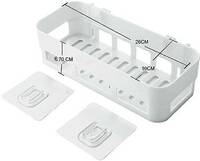 PYORIT Multipurpose Wall Mounted Bathroom Storage Shelf Organizer Plastic 2 Soap dish Plastic Wall Shelf  (Number of Shelves - 4, White)