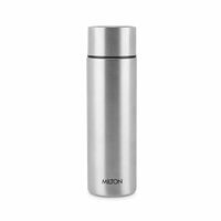 MILTON Glide 1000 Stainless Steel Water Bottle 1 ltr, Single Walled, ISI Certified I Leak Proof Lid, Rust Proof I For School, Office, Gym I Silver