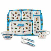 Cello Kidzbee Pentameal Super Hero Melamine Meal Set for Kids, Set of 5, Blue | BPA Free and Food-Grade Material | Attractive and Kidfriendly Designs | Break Resistant & Durable Set