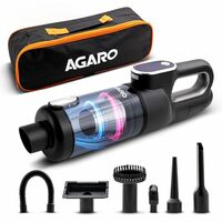AGARO HVC7799 Cordless Car Vacuum Cleaner, Portable Handheld Vacuum for Car & Home Interiors, 16 kPa High Power Suction, 5000 mAh Rechargeable Battery, Steel HEPA Filter, LED Light, Multiple Nozzles