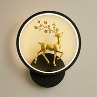 fizzytech Deer Lamp – Modern Decorative Wall Light with Golden Deer Design | Round LED Wall Lamp with 3 Color Modes | Perfect for Living Room, Bedroom, Hallway & Home Interior Decor