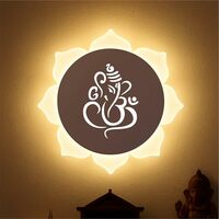 Flower Ganpati LED Wall Light - Rose Gold & Frosted Acrylic | 23cm | Warm White | Ideal for Temple, Living Room, Bedroom, Pooja Room, Mandir, Shops, Hotel (Flower - Ganesh - Rose Gold)