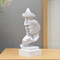 Thinker Statue, Keep Silence Statue - Modern Sculpture Design | Statues of Men Abstract Sculpture Decorative Objects, Table Top Decor for Livingroom Home Decor, Office Study (White)