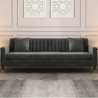 FURNY Gracia 3 Seater Fabric Sofa Set (Grey Color in Fabric)