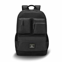 Gear Vintage Boxy 18"/26L Medium Faux Leather Water Resistant Laptop Backpack/Casual Bag/Daypack/College Backpack/Travel Backpack For Men/Women (Tan - Navy)