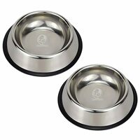 Foodie Puppies Stainless Steel Dog Bowl - (450ml, Pack of 2) Pet Feeder Water Food Bowl Non-Slip Puppy Dishes for Small Dogs, Cats, Kitten and Rabbit | Bowl with Anti-Skid Rubber Base