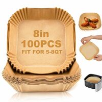 E-COSMOS® EasyBake 100 PCS Disposable Air Fryer Paper Sheets - 8 Inch Oil-Proof Parchment for Roasting, Baking & Cooking - Great for Microwave Use (Disposable Liners)