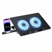 Lapcare Chillmate Powerful Laptop Cooler Pad with Dual 125mm Fans, Silent Operation, Adjustable Fan Speed, Controls, USB, 5 Step Retractable Stand and Mobile Holder