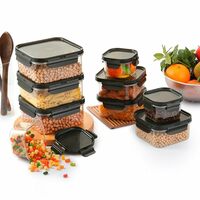 CELLO Modulock Storage Container Set of 9, (260ml, 600ml, 1000ml x 3 Each), Transparent | Food Grade Stackable Air Tight Plastic Kitchen Fridge Container Box Sets For Grains, Pulses, Spice & Cookies