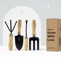 Gardening Hand Tool Kit for Gardening- 4 Pcs (Cultivator, Trowel, Garden Fork, Single Prong Weeder | Gardening Tools for Home Garden | Durable Home Garden Tool Kit for Soil