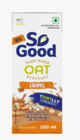So Good Plant Based Oat Beverage Caramel Flavour 200 mL | Lactose Free | Gluten Free | No Preservatives | Zero Cholesterol | Dairy Free| Source of Calcium & Vitamins