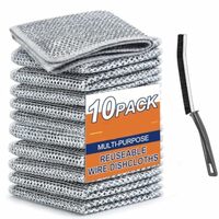 10 Pack Non-Scratch Wire Dishcloth & Gaps Cleaning Brush, Multipurpose Wire Dishwashing Rags for Wet and Dry, Easy Rinsing, Reusable, Wire Cleaning Cloth for Kitchen, Sinks (10 Cloth+1 Brush)