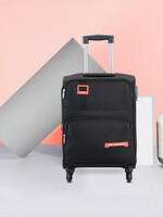 VIP Soft Body Set of 2 Luggage 4 Wheels - Polyester Soft sided Cabin size trolley with 45L duffle - Black